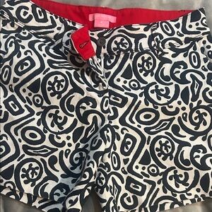 Isaac mizrahi Women's Black and White Patterned Shorts
